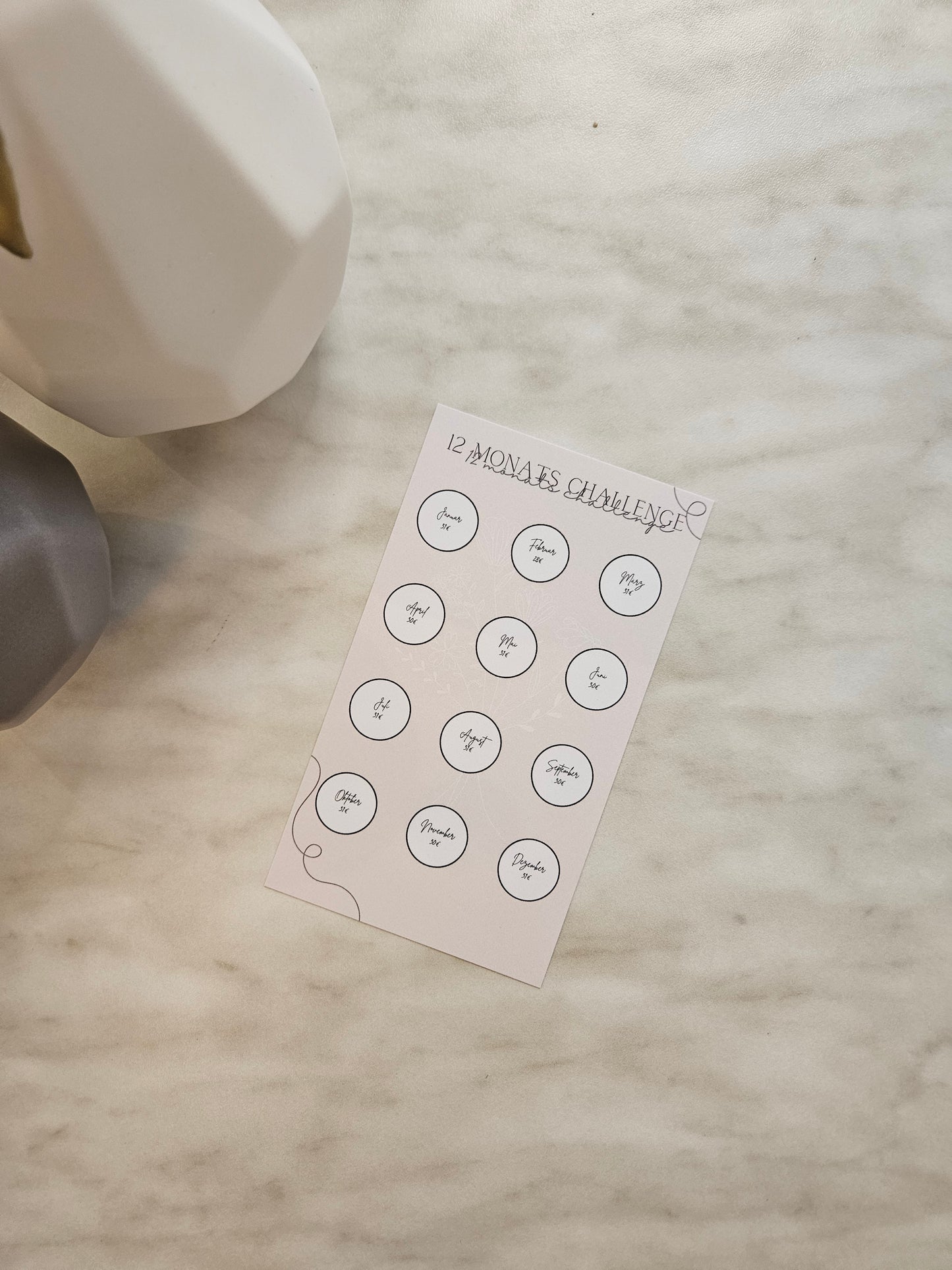 12 Monate Challenge/sparen/Umschlagmethode